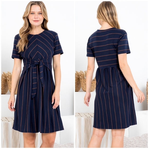 Ces Femme Dresses & Skirts - Plus Size CES FEMME Navy Blue Front Tie Dress